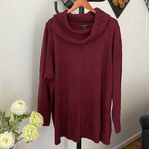 Lane Bryant Knit Sweater Womens 26/28 Maroon Ribbed  Long Sleeve Turtle Neck